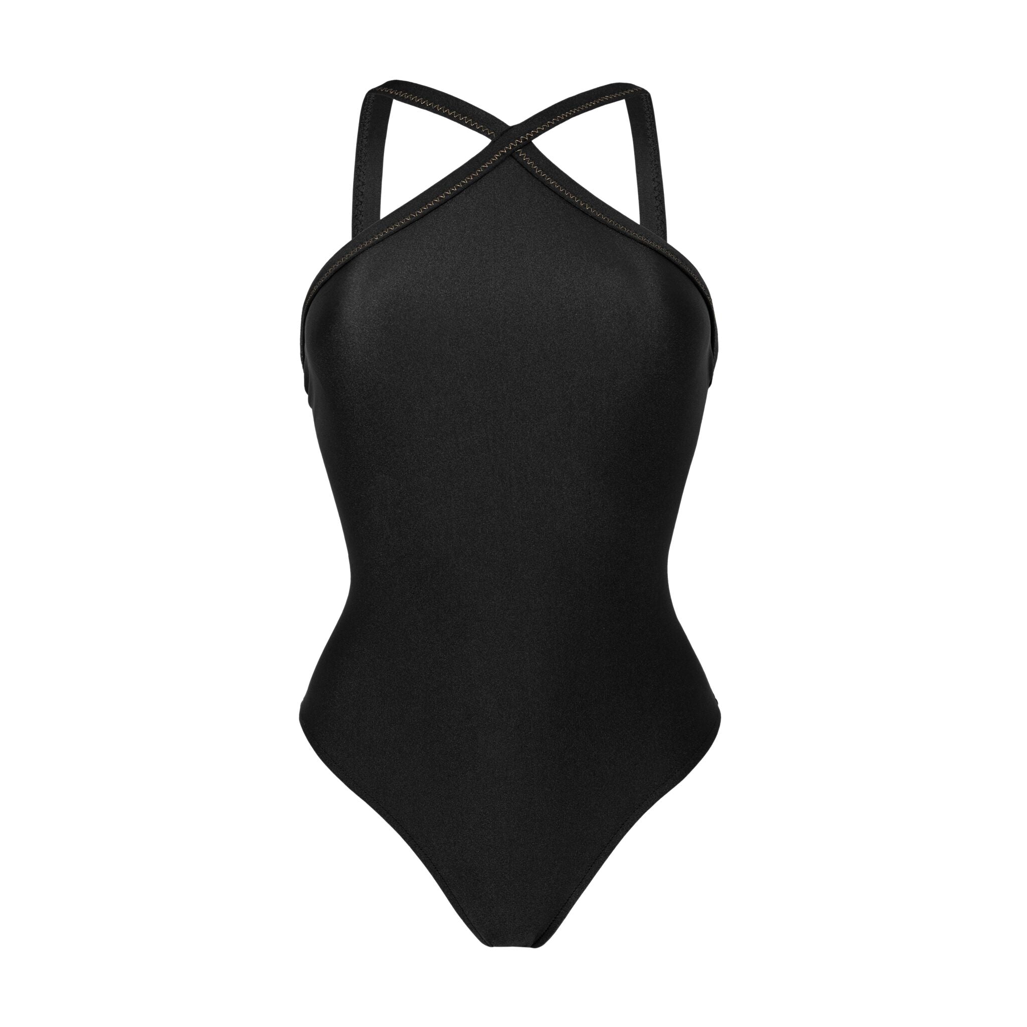 Product Front: Rio De Sol One-Piece Shimmer-Black High-Neck