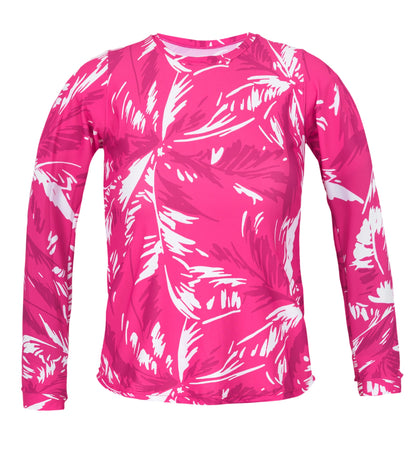 Product Front: Rio De Sol Top Top Pink-Palms Rash-Guard