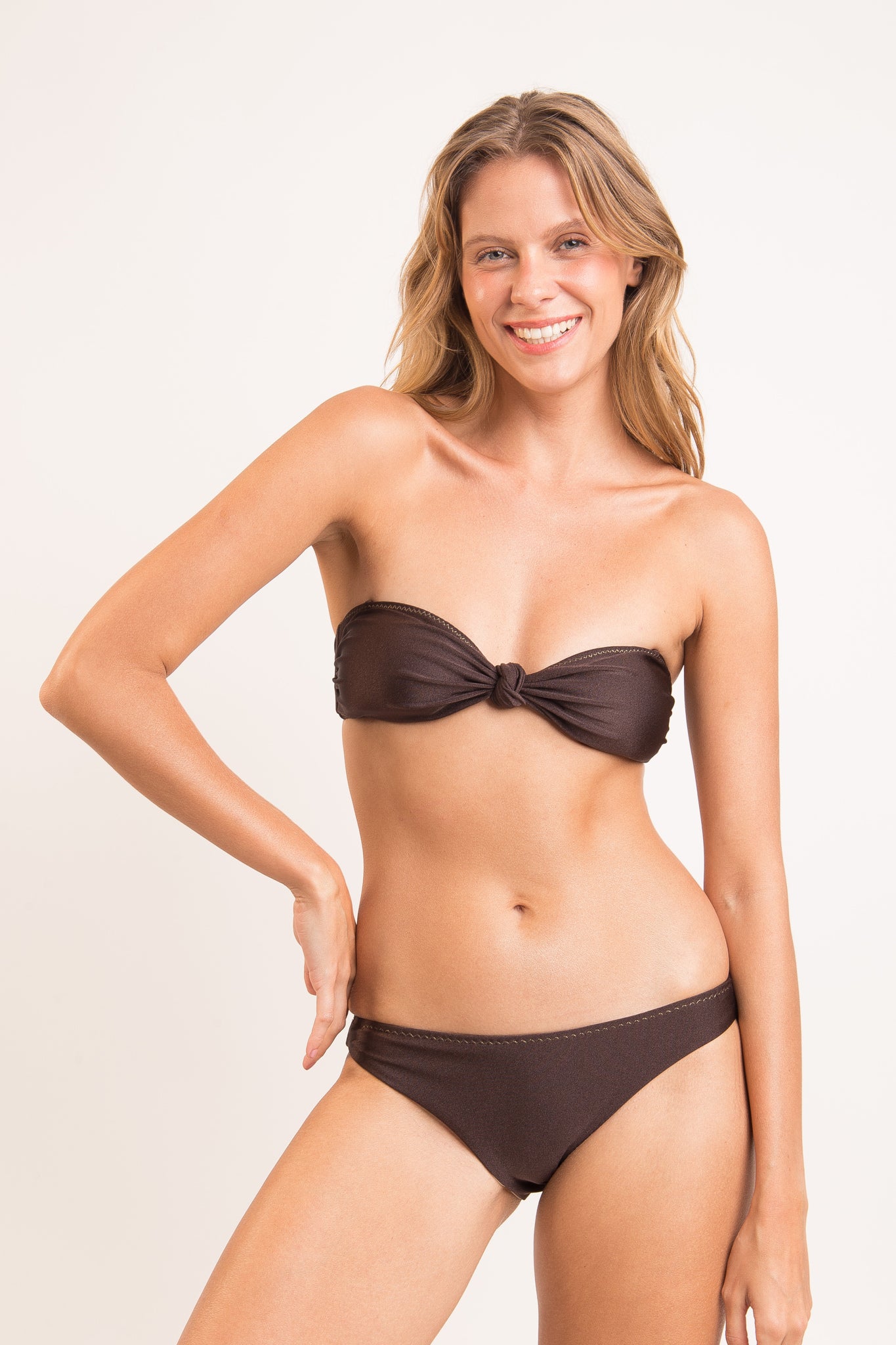 Image 08: Rio De Sol Top Top Shimmer-Coffee Bandeau-Joy