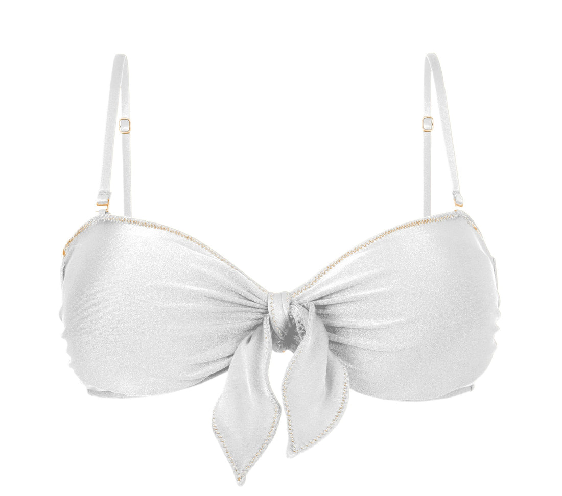 Product Front: Rio De Sol Top Top Shimmer-White Bandeau-Knot