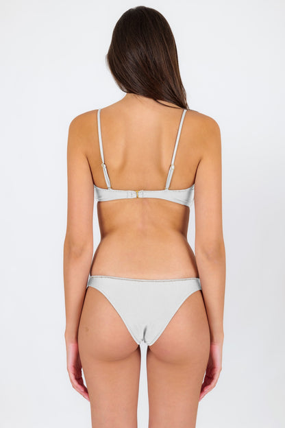Model Back: Rio De Sol Top Top Shimmer-White Bandeau-Knot