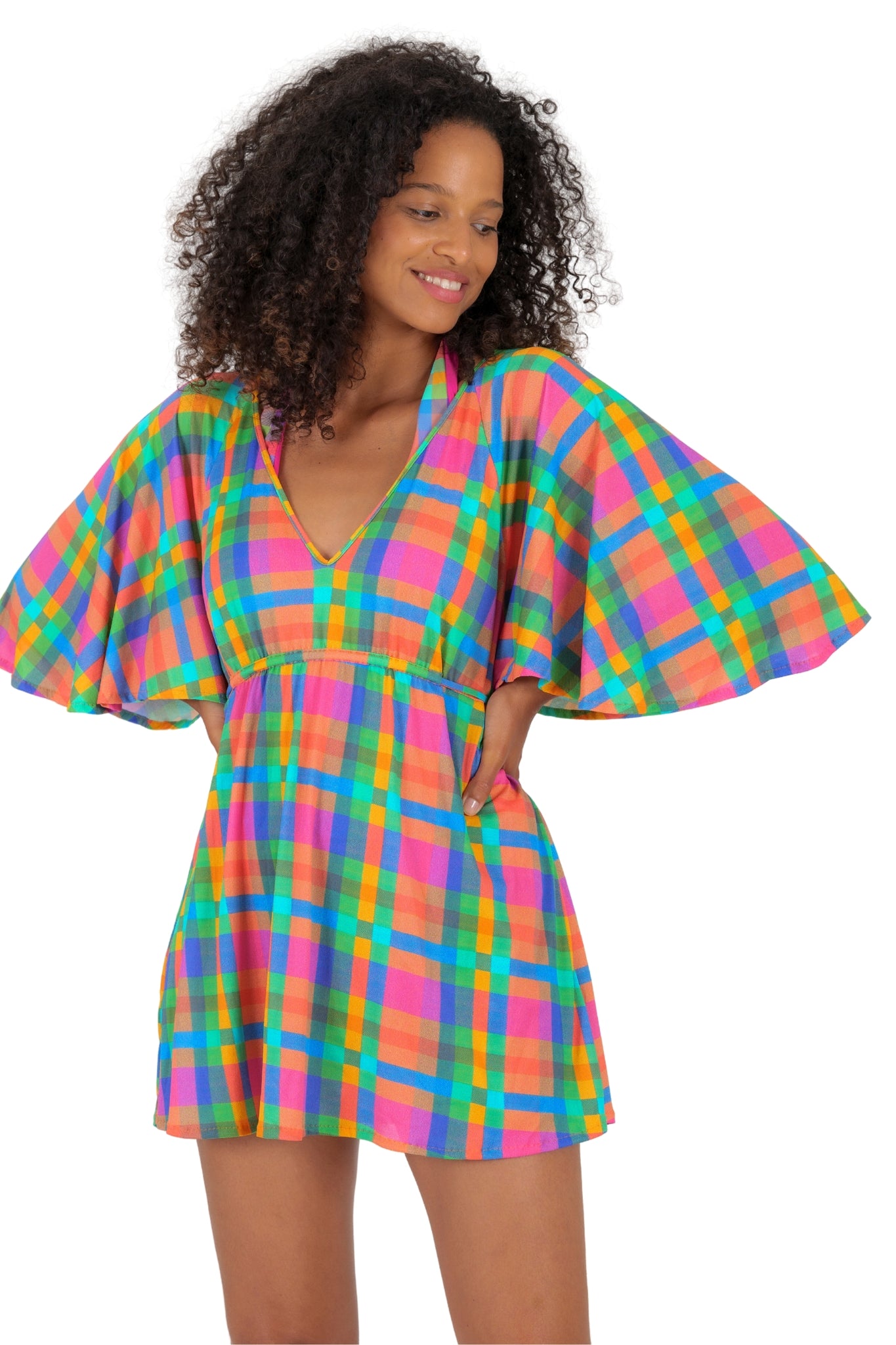 Model Front: Rio De Sol Mini Dress Tulip-Garden Mini Dress